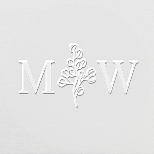 Eucalyptus Plant Couple Wedding 2 Initial Monogram Embosser