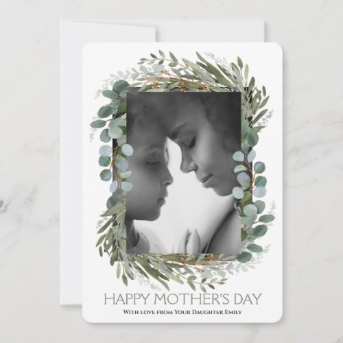 Eucalyptus Plant Floral Happy Mothers Day 1 Photo Holiday Card