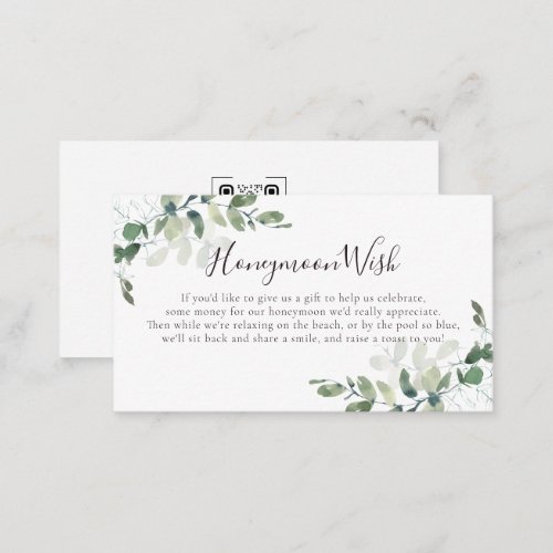 Eucalyptus Poem Honeymoon Wish QR Code Enclosure Card