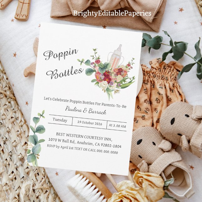 Eucalyptus Poppin Bottles Baby Shower Invitation (Creator Uploaded)