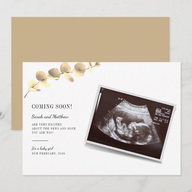 Eucalyptus Pregnancy Announcement Baby Reveal (Front/Back)