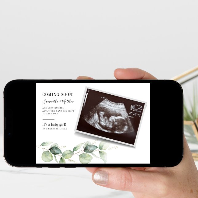 Eucalyptus Pregnancy Baby Reveal Sonogram Announcement (Front Digital)