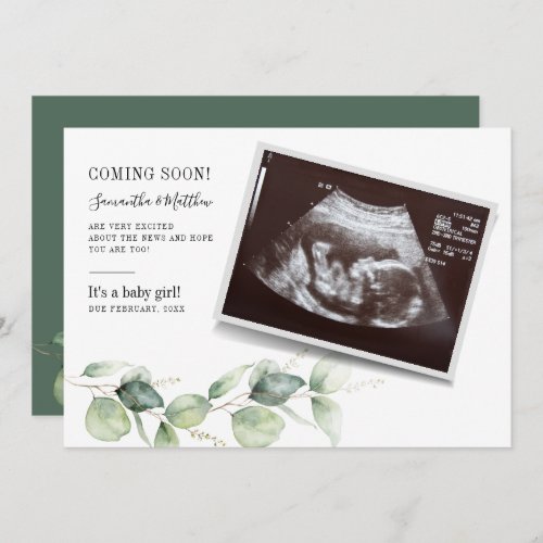 Eucalyptus Pregnancy Baby Reveal Sonogram Announcement