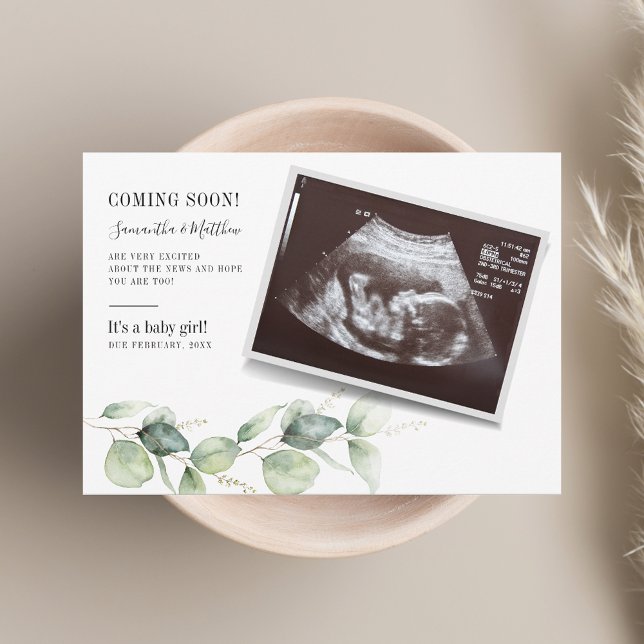 Eucalyptus Pregnancy Baby Reveal Sonogram Announcement (Eucalyptus Pregnancy Baby Reveal Sonogram Announcement)