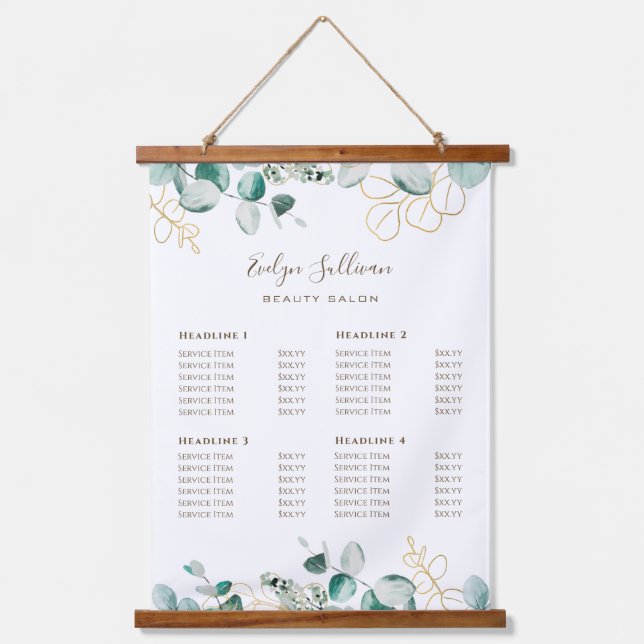 Eucalyptus price list hanging tapestry (Front)