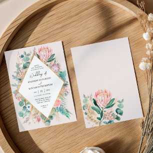 Eucalyptus Protea Pampas Grass Wedding invitation