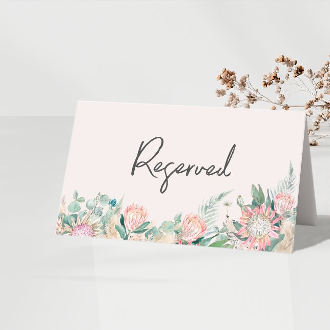 Eucalyptus Protea Pampas Wedding Table Number Place Card (Creator Uploaded)