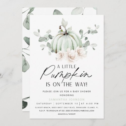 Eucalyptus Pumpkin Baby Shower Invitation