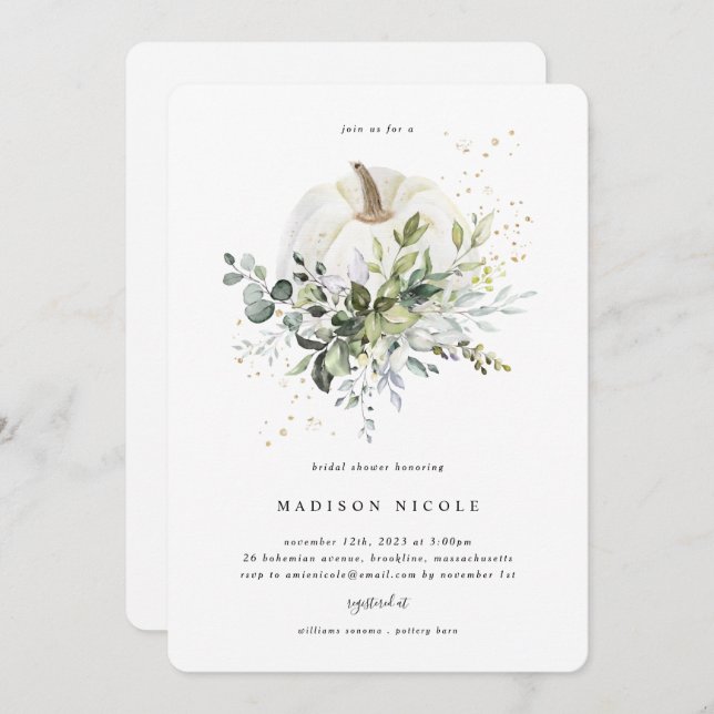 Eucalyptus Pumpkin Bridal Shower Invitation (Front/Back)