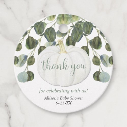 Eucalyptus pumpkin greenery modern watercolor favor tags