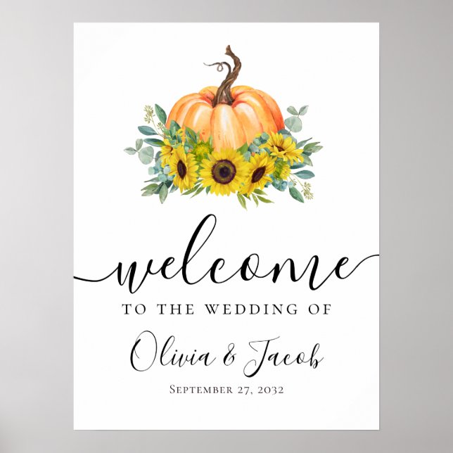 Eucalyptus Pumpkin Wedding Welcome Sign (Front)