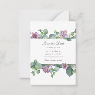 Eucalyptus Purple Green Floral Succulent Save The Note Card