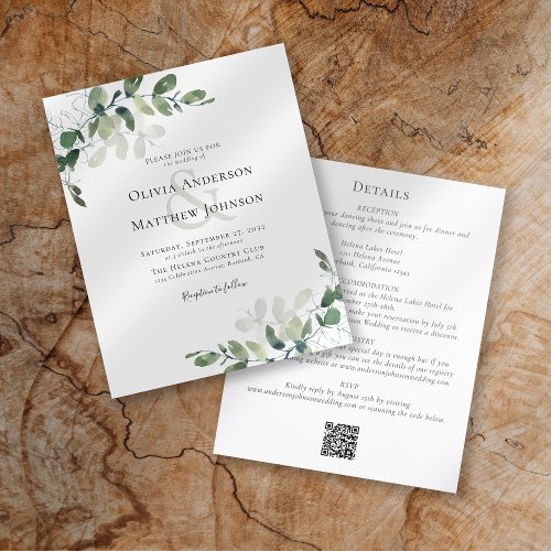 Eucalyptus QR Code All in One Wedding Invitation
