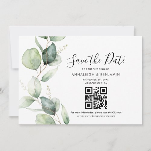 Eucalyptus QR Code Botanical Wedding Save The Date