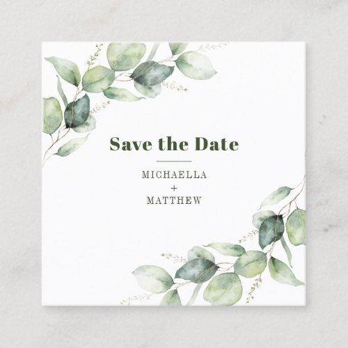 Eucalyptus QR Code Minimalist Save the Date Card