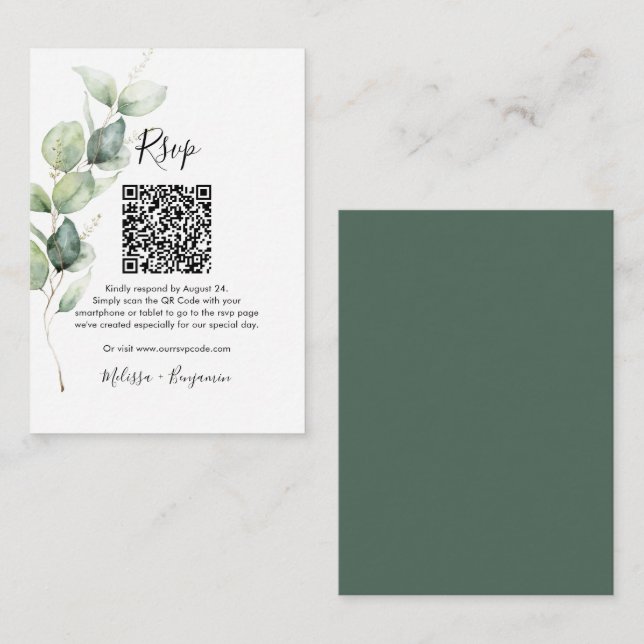 Eucalyptus QR Code RSVP Wedding Enclosure Card (Front/Back)