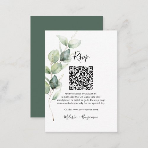 Eucalyptus QR Code RSVP Wedding Enclosure Card