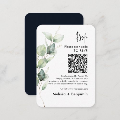 Eucalyptus QR Code RSVP Wedding Enclosure Card