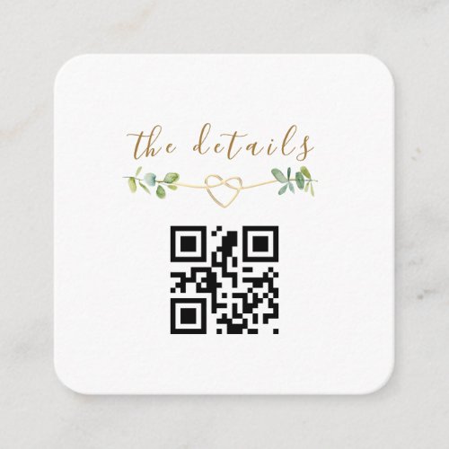 Eucalyptus QR Code Wedding Details Enclosure Card