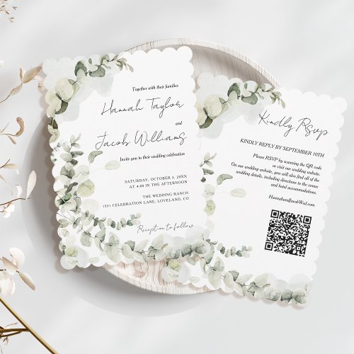 Eucalyptus QR Code Wedding Invitation