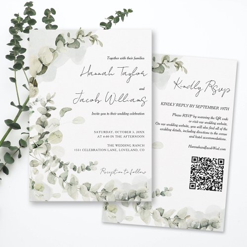 Eucalyptus QR Code Wedding Invitation