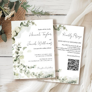 Eucalyptus QR Code Wedding Invitation