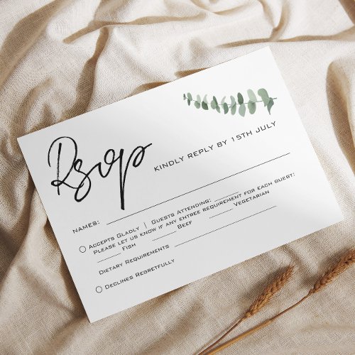 Eucalyptus QR Code Wedding RSVP Note Card
