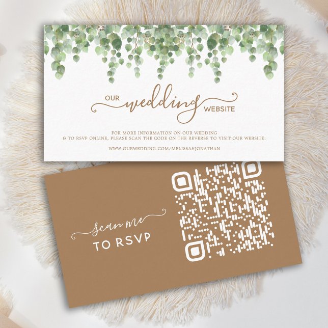 Eucalyptus QR Code Wedding Website RSVP Card (Creator Uploaded)