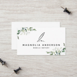 Eucalyptus Quill Mobile Notary Business Card