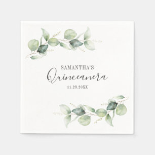 Eucalyptus Quinceanera 15th Birthday Party Paper Napkins