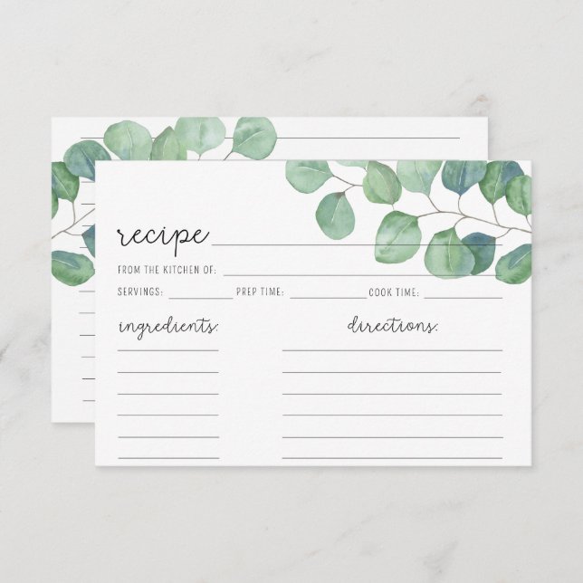Eucalyptus - Recipe card (Front/Back)