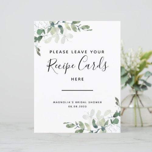 Eucalyptus Recipe Cards Bridal Shower Sign