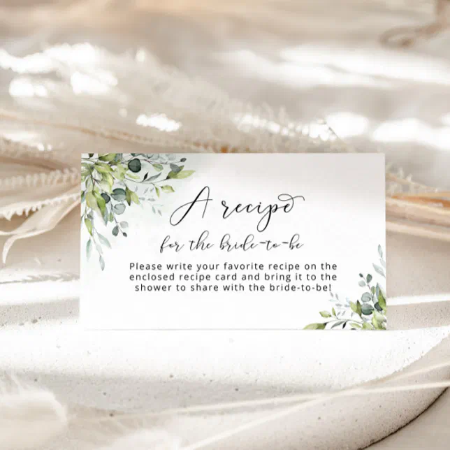 Eucalyptus Recipe for the bride to be Enclosure Card Zazzle