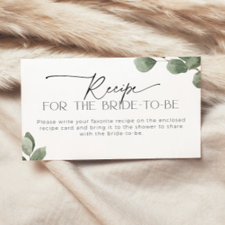 Eucalyptus Recipe for the Bride-to-be request Enclosure Card