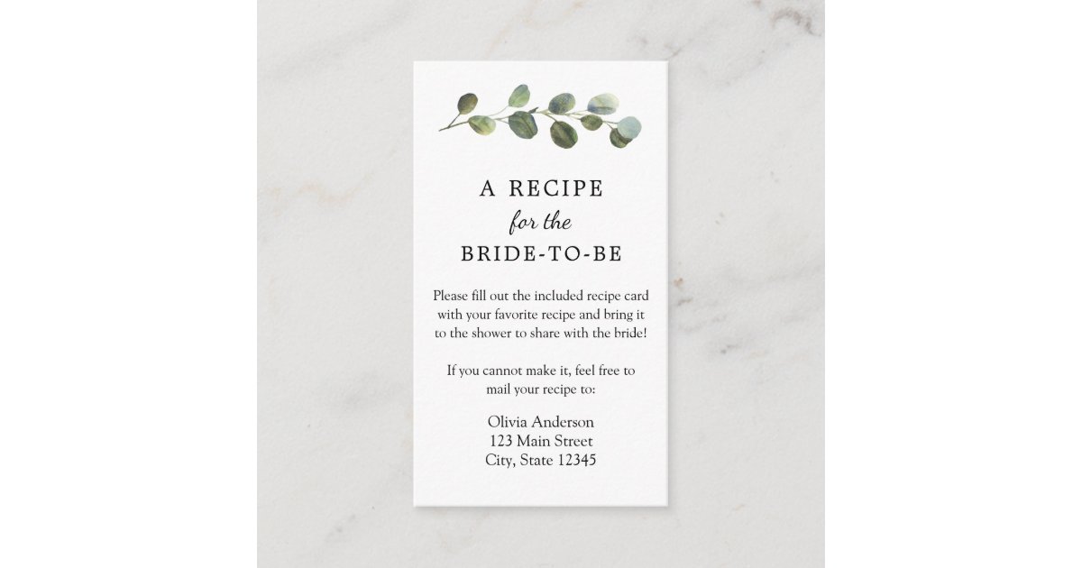 Eucalyptus Recipe Request Enclosure Card Zazzle