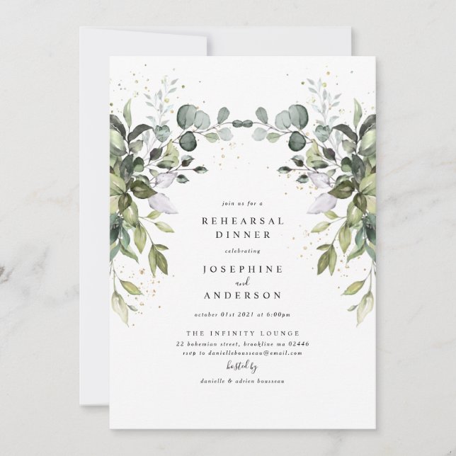 Eucalyptus Rehearsal Dinner Invitation (Front)