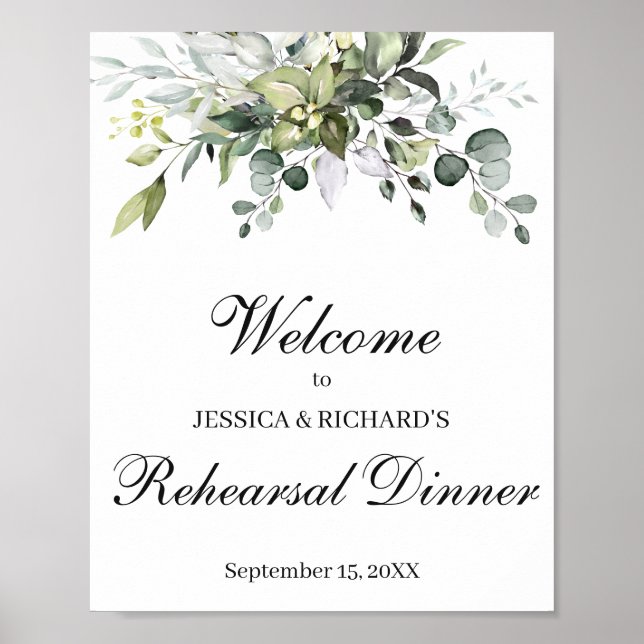 Eucalyptus Rehearsal Dinner Welcome Poster Sign (Front)