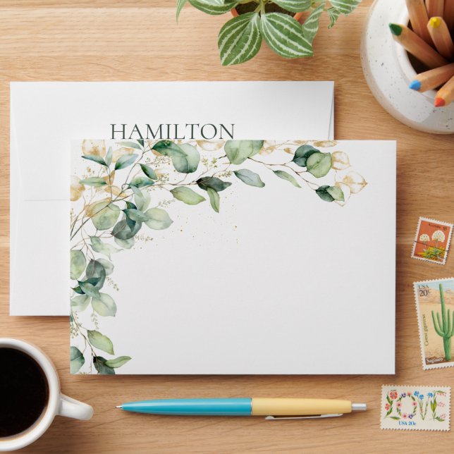 Eucalyptus Return Address Envelope (Desk)