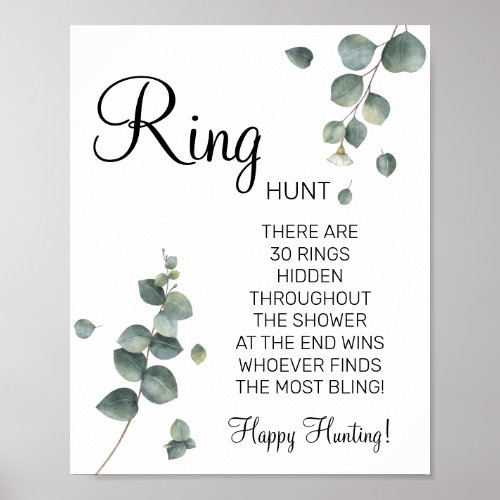 Eucalyptus Ring Ring bridal shower game sign