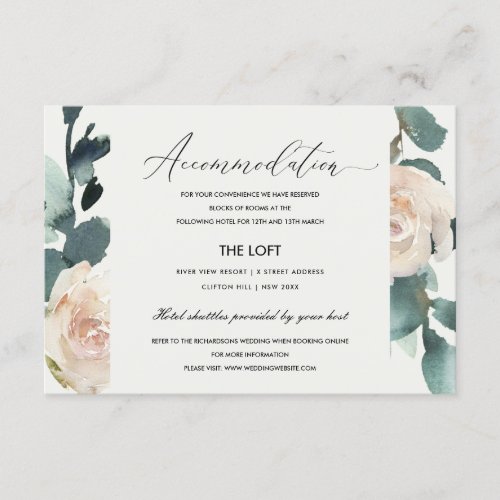 EUCALYPTUS ROSE BLUSH KRAFT WEDDING ACCOMMODATION ENCLOSURE CARD