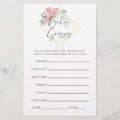 Eucalyptus Rose Geometric Baby Shower Guesses Game (Front)