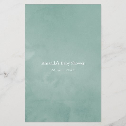 Eucalyptus Rose Geometric Baby Shower Guesses Game (Back)