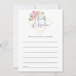 Eucalyptus Rose Geometric Baby Shower Mom Advice Card