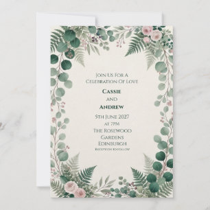 Eucalyptus Rose Greenery Wedding Invitation