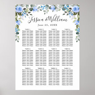 Eucalyptus & Roses 12 Tables Wedding SEATING CHART