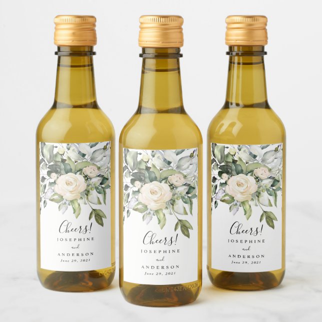 Eucalyptus Roses Mini Wine Bottle Labels (Bottles)