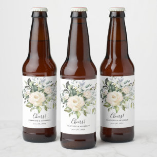 Eucalyptus Roses Wedding Favor Beer Bottle Labels