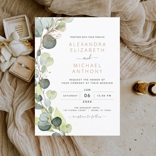 Eucalyptus Rustic Botanical Greenery Wedding Invitation