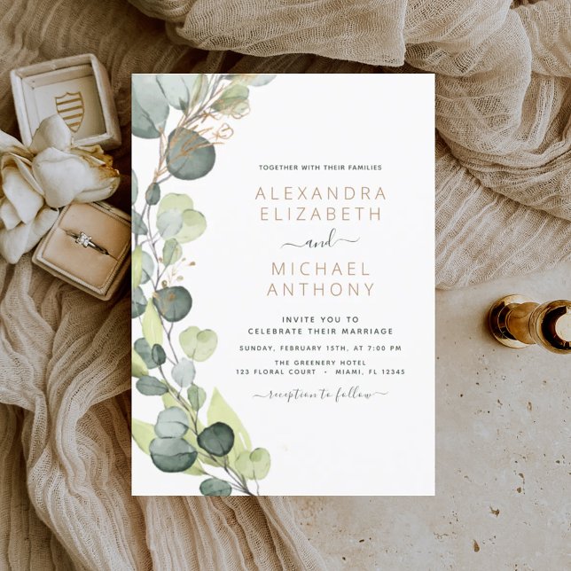 Eucalyptus Rustic Botanical Greenery Wedding Invitation (Creator Uploaded)