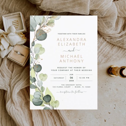 Eucalyptus Rustic Botanical Greenery Wedding Invitation